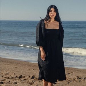 Whimsy & Row Black Linen Sidney Dress Small